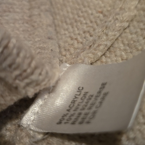 Look @ Me Oatmeal colored tiered Peplum button front sweater. Size large - Picture 4 of 9